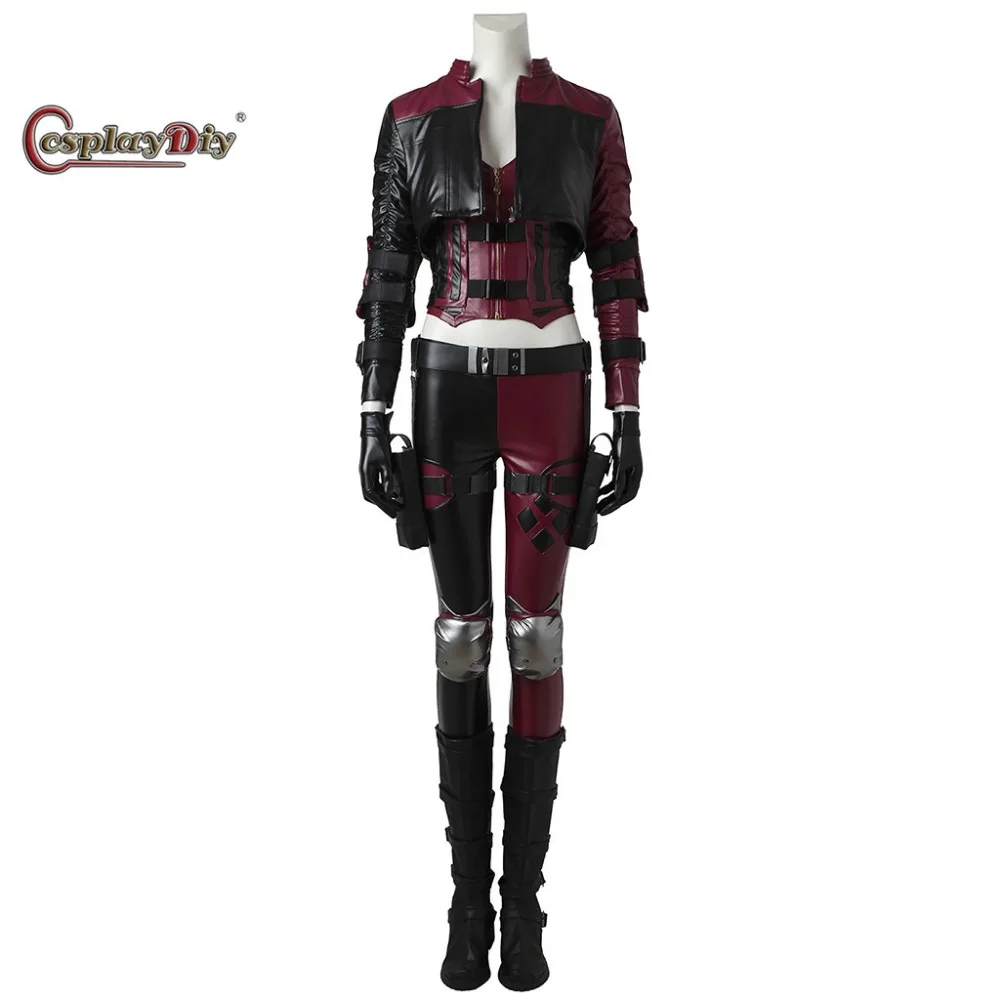 Костюм для косплея Cosplaydiy из искусственной кожи клоуна 2017|harley quinn cosplay costume|harley