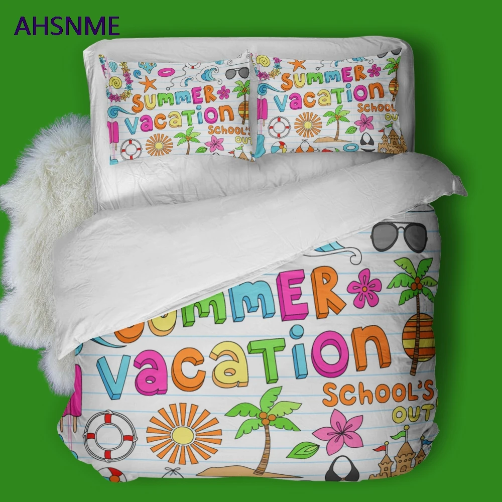 AHSNME Simple Color Black White Cover Set Summer Beach Polyester Bedding customize Style of Super King Size Bed | Дом и сад