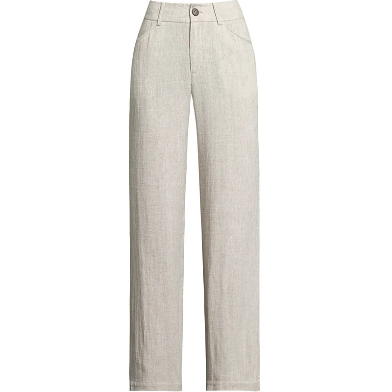 Летние льняные брюки для женщин удобные дышащие тонкие прямые черные серые