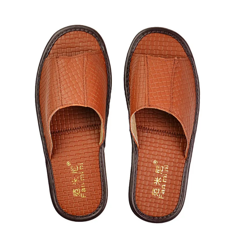 Spring Summer Leather Slippers Home Genuine Sandals And Indoor Non-Slip Residence Inn Floor Tendon PU | Обувь