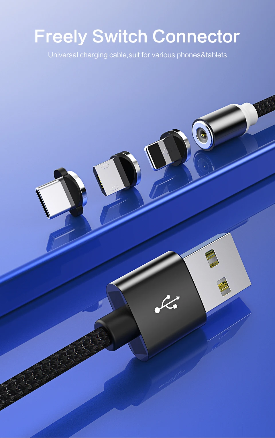 LASAiER Магнитный Micro Usb кабель для Xiaomi Redmi 2.1A Быстрый Магнитный usb-кабель для зарядки Micro Usb для samsung Android магнит
