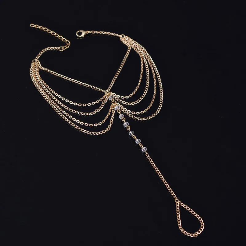 Новинка; пляжные босоножки; ювелирные изделия; элегантные пикантные женские модные очаровательные браслеты на ногу с цепочкой и кристаллами