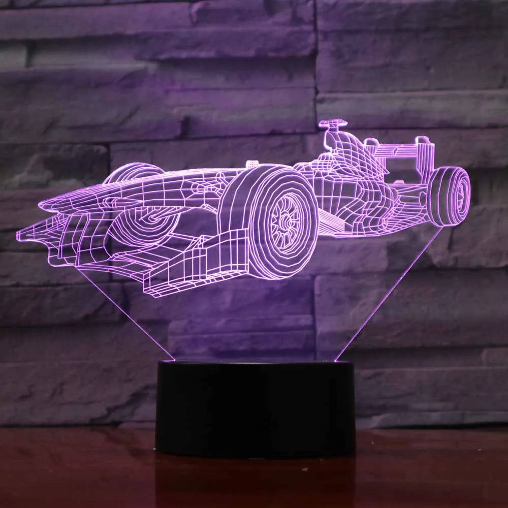 Гоночный 3D светодиодный ночник цветная зарядная настольная лампа новогодние