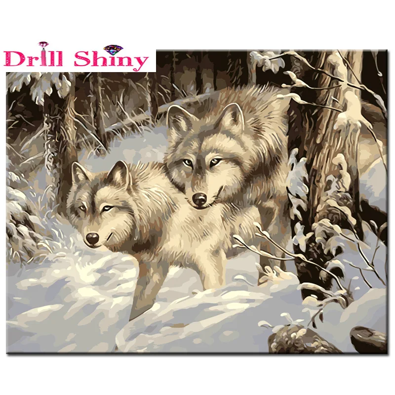 Вышивка роспись зимой волк 5D алмазная живопись вышивка крестиком 3D Алмазная