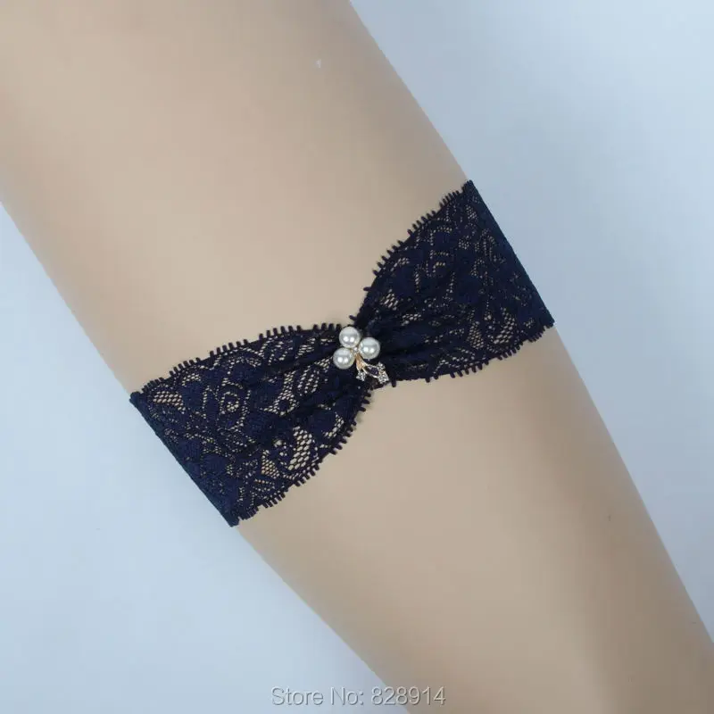 Новое поступление оригинальный дизайн темно-синие свадебные кружевные подвязки