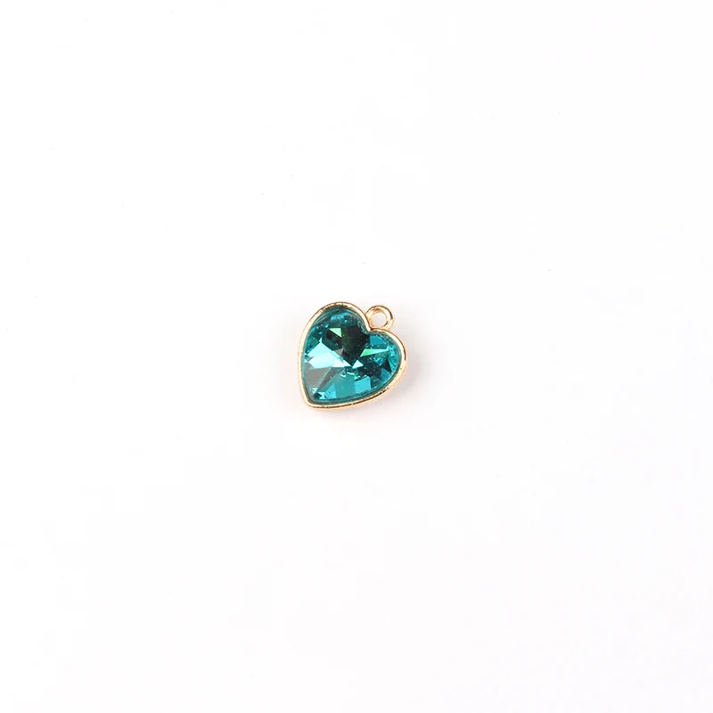 Acid Blue 12pcs Золотого сплава Красочные Хрустальные маленькие сердца амулеты 8 шт./лот 16*14 мм DIY ожерелье серьги браслет аксессуары - Окраска металла: Acid Blue 12pcs