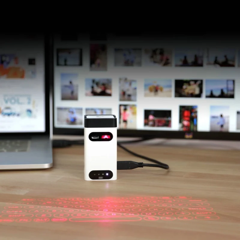 Новейший лазер виртуальный рабочий стол лазерный проекционный Bluetooth клавиатура с Мышь/Мощность банк Функция для IOS и Android смартфон PC
