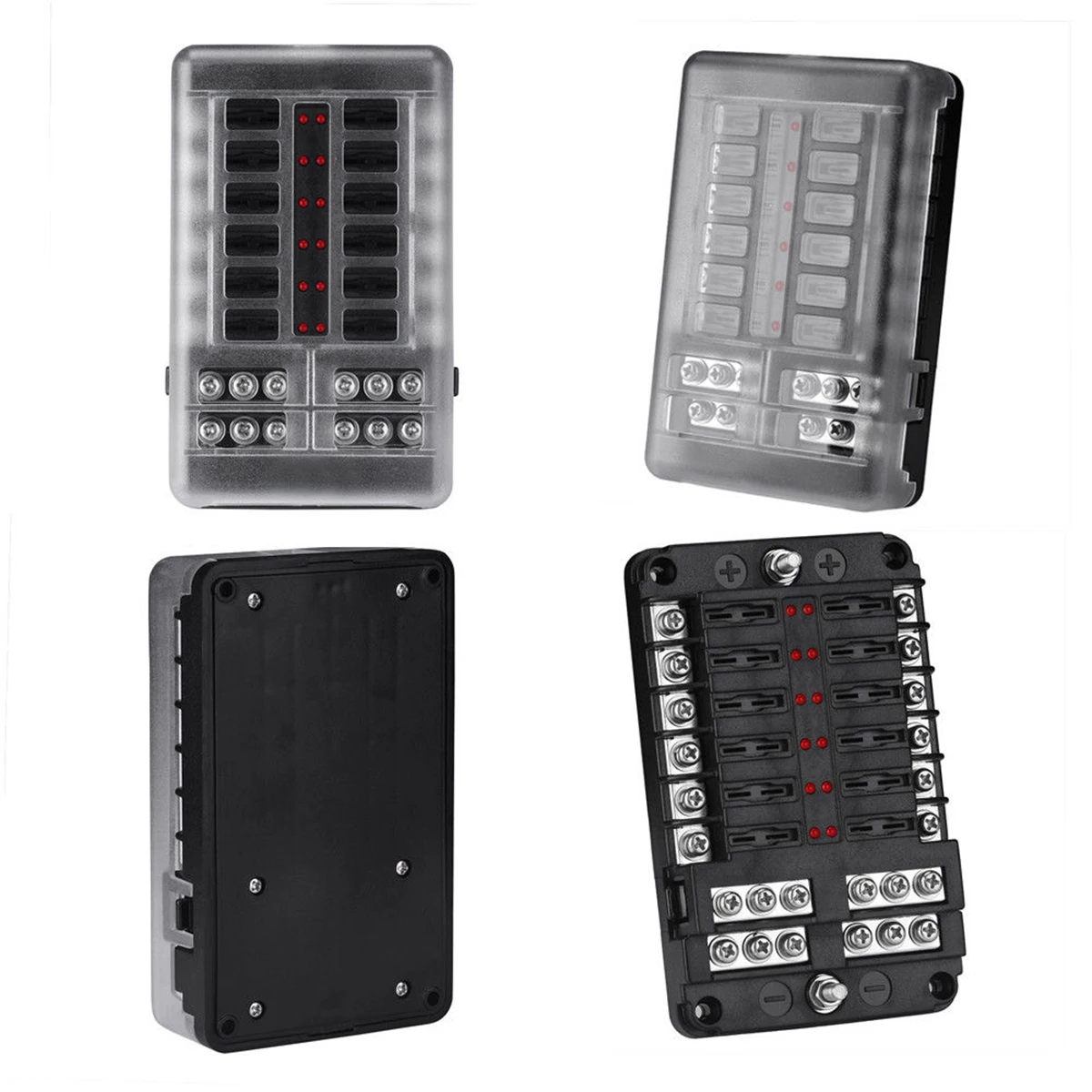 12V 32V Пластик крышка Держатель плавкого предохранителя M5 серьги-гвоздики с Светодиодный индикатор светильник 12 способов лезвие для сборных шин автомобильный комплект для Авто Лодка