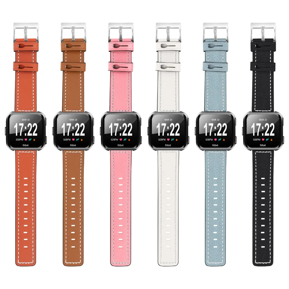 100% натуральная кожа Fitbit Ремешки для наручных часов заменены аксессуары Versa