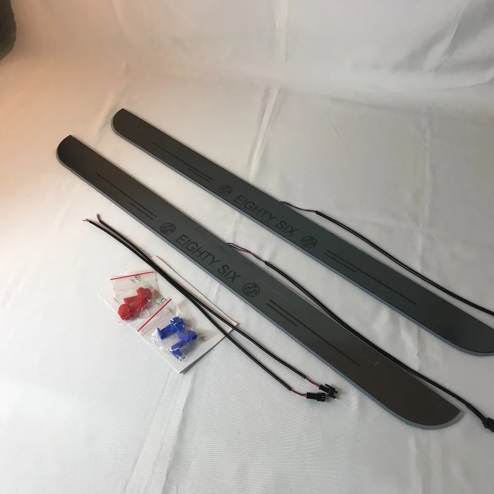 RQXR светодиодный порог пластины для Toyota 86 gt86 накладки подкладки движущиеся двери потертости огни, 2 шт