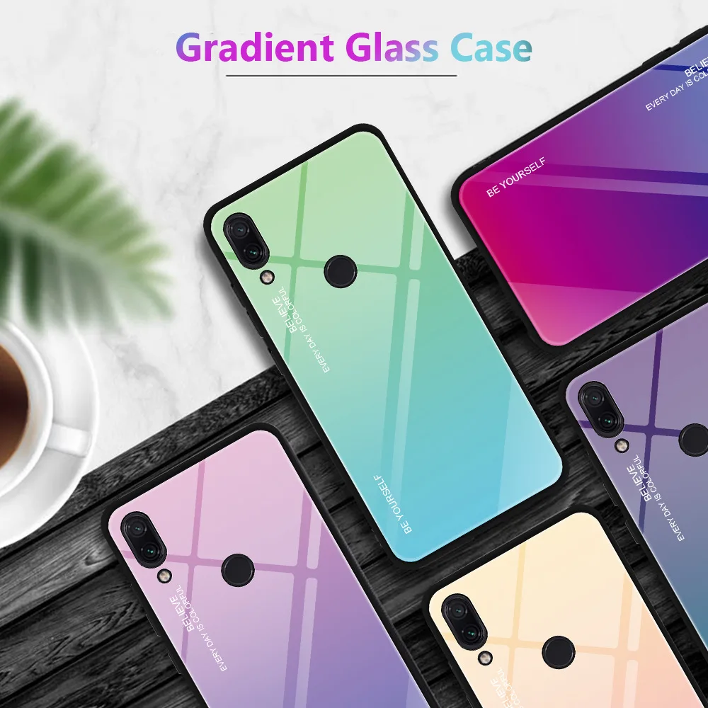 Для Xiaomi Redmi Note 7 6 iPad Pro 5 Чехол градиент закаленное Стекло Крышка для Mi 8 и Pocophone F1