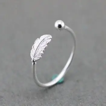 Шикарный подарок-1 шт. стандартное серебряное кольцо Открытое с перьями для