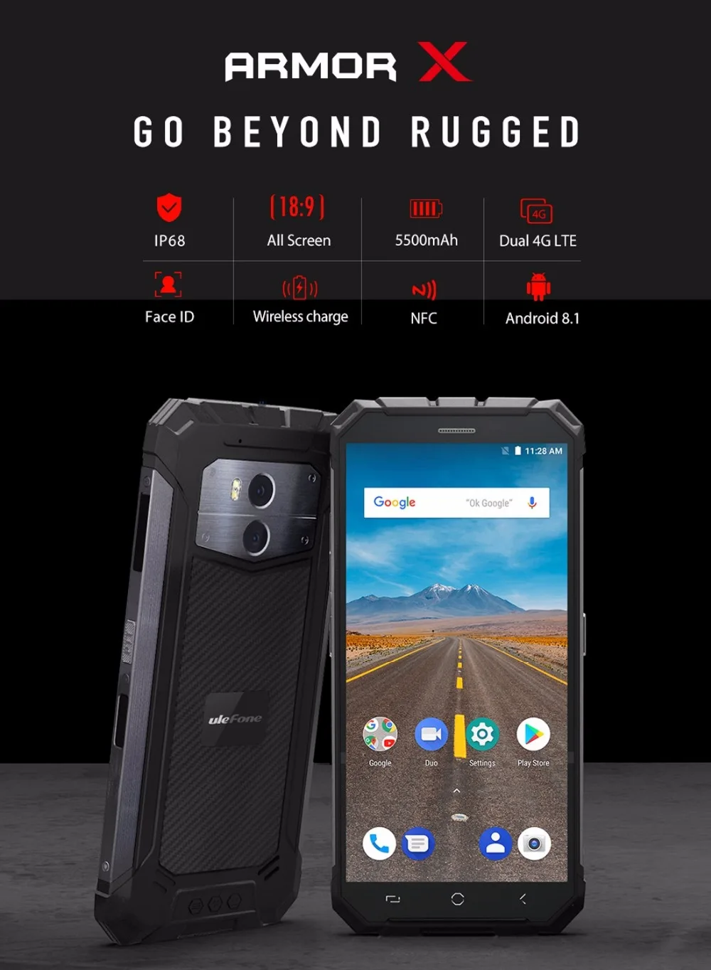 Смартфон Ulefone Armor X 5 дюйма 18:9 дисплей 2 Гб ОЗУ 5500 мАч мобильный телефон MTK6739 четыре