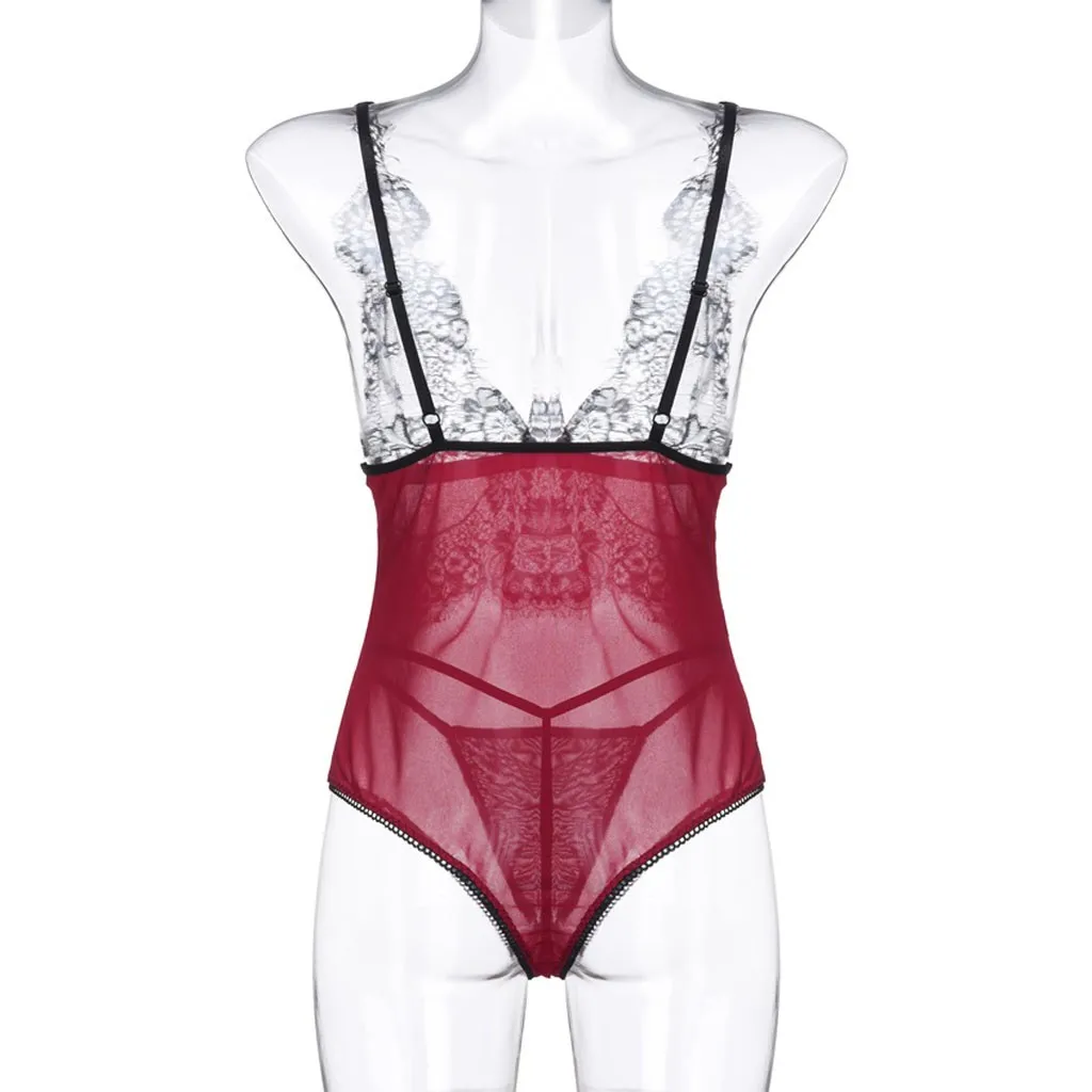 Стринги новые женские сексуальные ресницы кружева Sheer Splice Teddy боди с открытой спиной нижнее белье Эротический Косплей Костюм lenceria