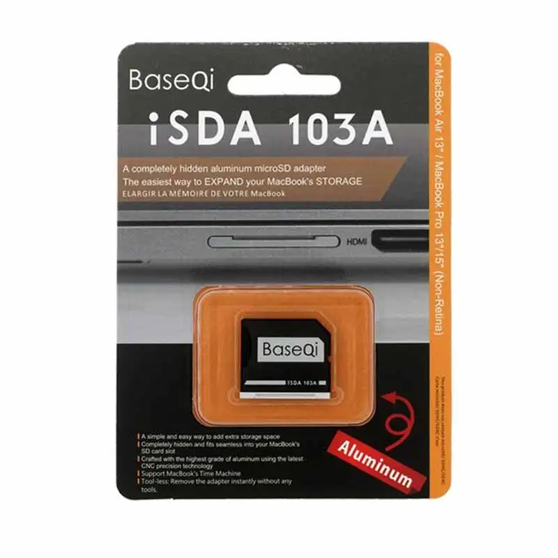 103A BASEQI microSD адаптер TF кард-ридер Ninja Stealth Drive адаптер для MacBook Air 1" и MacBook Pro retina 13"/1"(Non-retina - Цвет: 103A