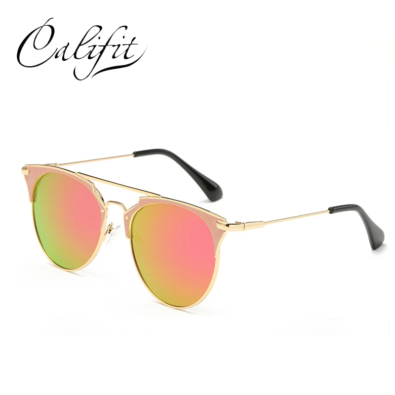 CALIFIT модные трендовые пилотные солнцезащитные очки для женщин с заклепками