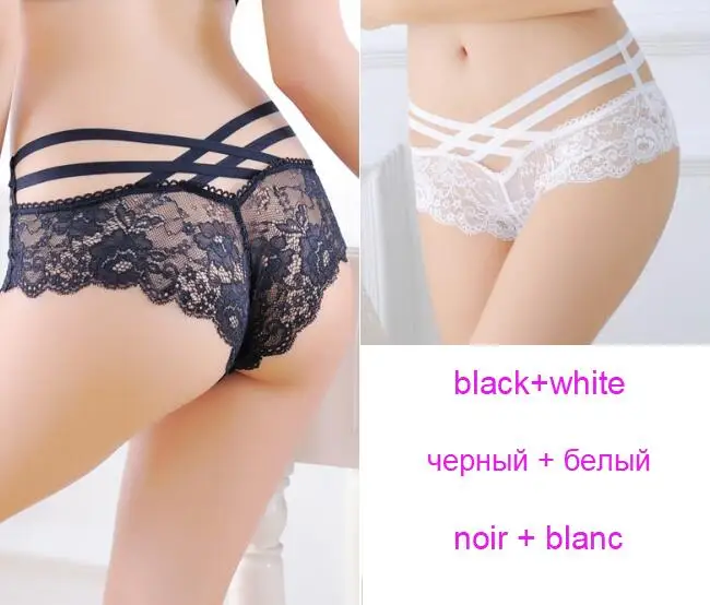 black white 8033 2 шт., женские кружевные трусики, сексуальные трусики, женские нижнее белье, полые трусики для девочек, бесшовное бельё, женские трусы, 7 цветов 808033p2 - Цвет: black white 8033