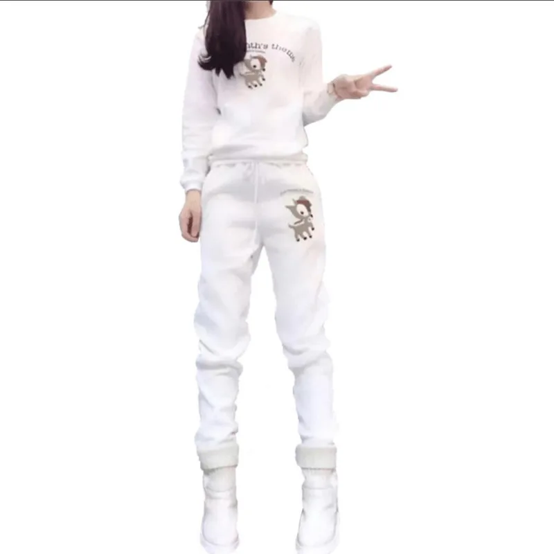 Fashion Women's Spring Autumn White Black Thickness with Violet Loose Sport Suites