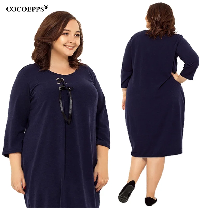 5XL 6XL 2019 женское Повседневное платье большого размера осенне-зимнее свободное
