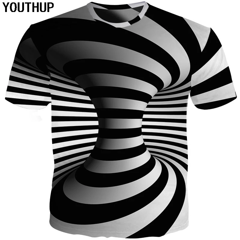 Забавная женская футболка YOUTHUP 2020 в полоску с 3D принтом Вертиго классные футболки