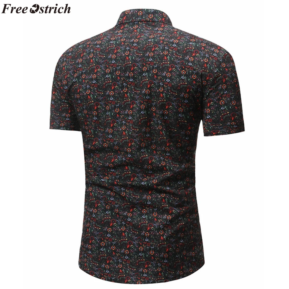 FREE OSTRICH Retro Floral Printed Man Casual Shirts Fashion Classic Men Dress Shirt Breathable Men's Long Sleeve Brand Clothing | Мужская