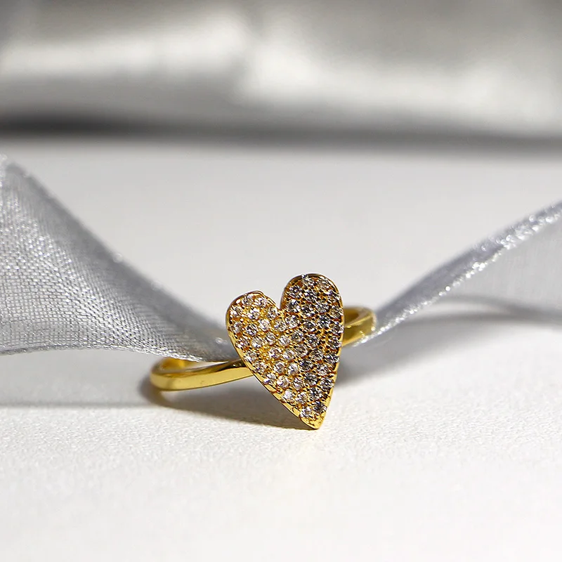 Женское регулируемое кольцо с сердечками из стерлингового серебра 925 пробы
