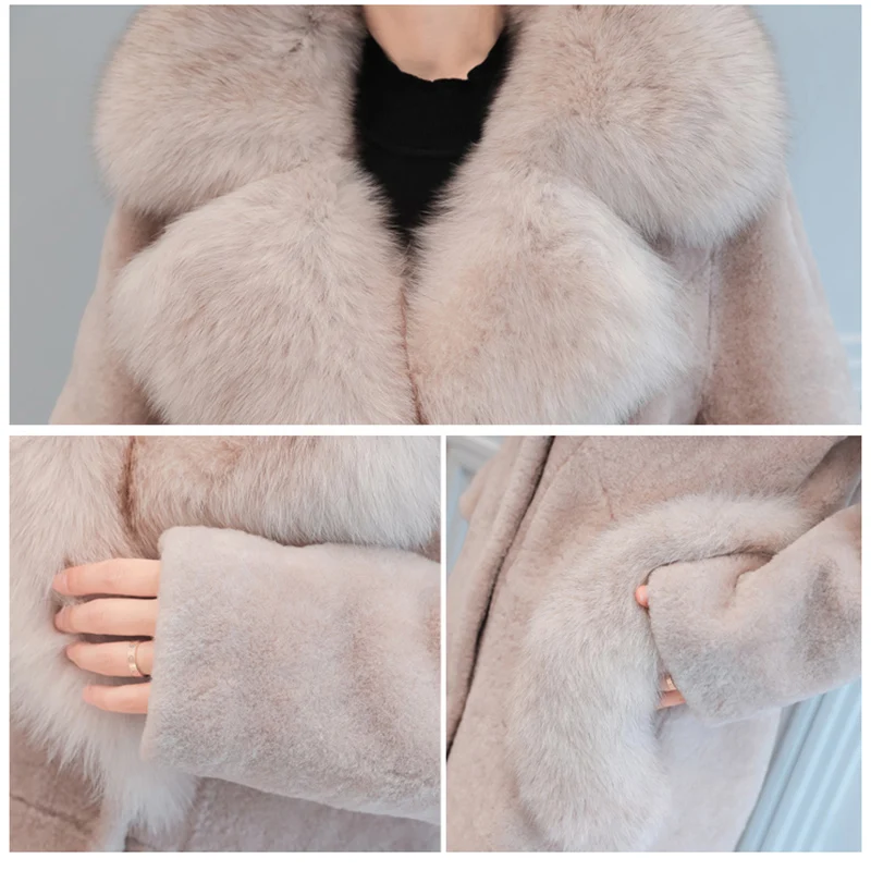 Большой овечий мех шуба для женщин новинка 2018 меховое пальто Женская куртка