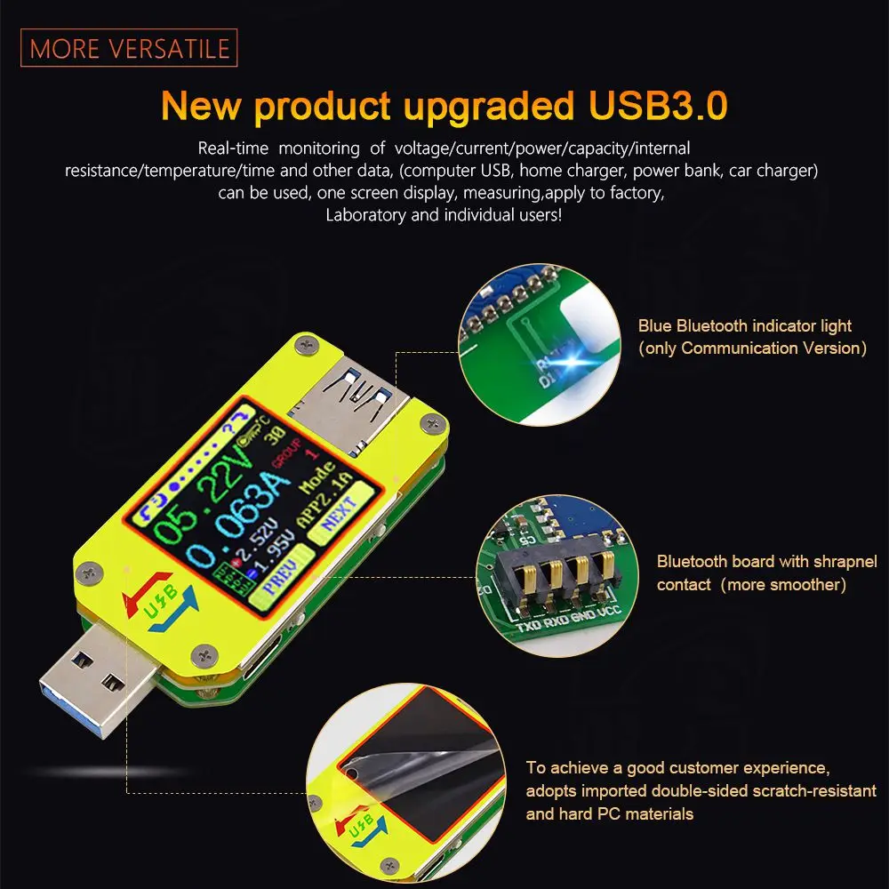 RD UM34C Для APP USB 3 0 Тип-C DC Вольтметр Амперметр Напряжение измеритель тока для