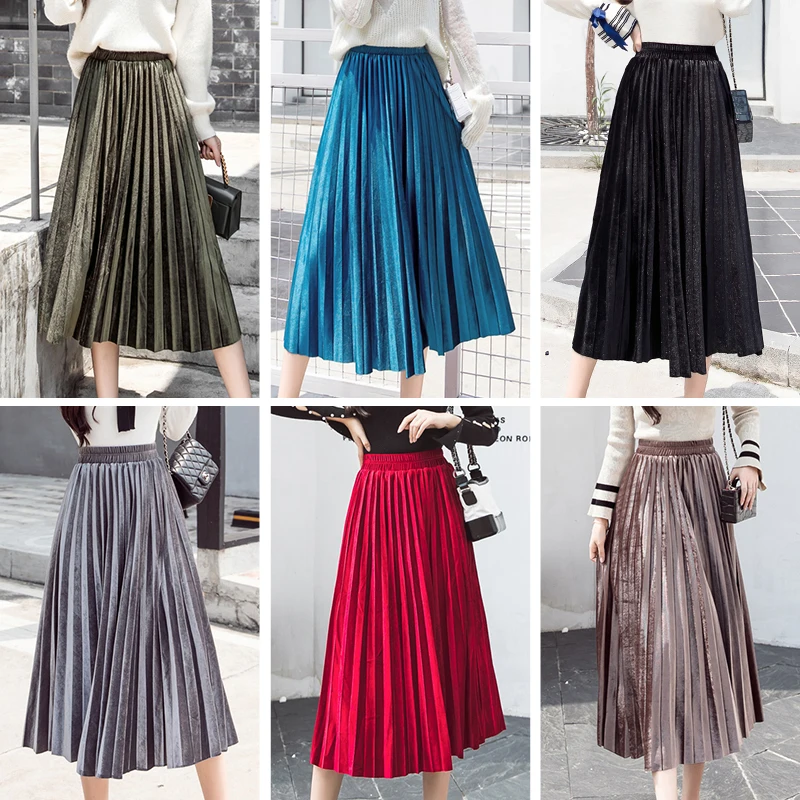 Летняя Осенняя плиссированная юбка Trytree Женская винтажная с высокой талией