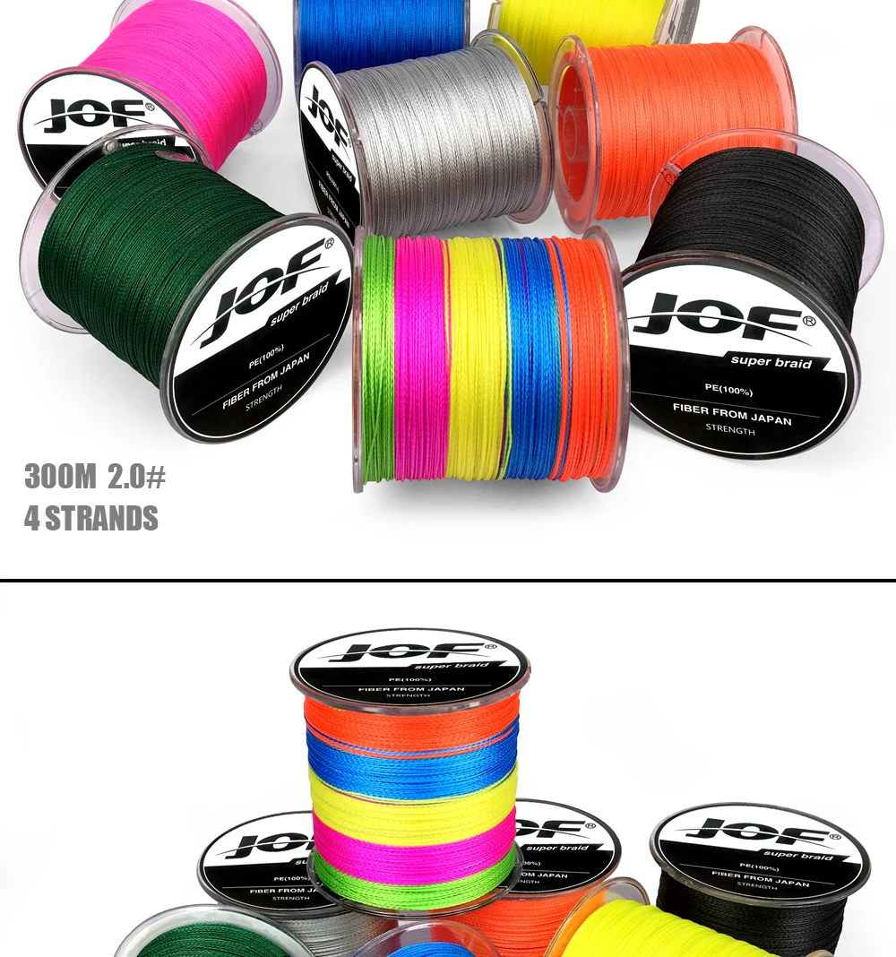 300 м JOF бренд Япония Multifilament PE плетеная леска 10LB до 82LB