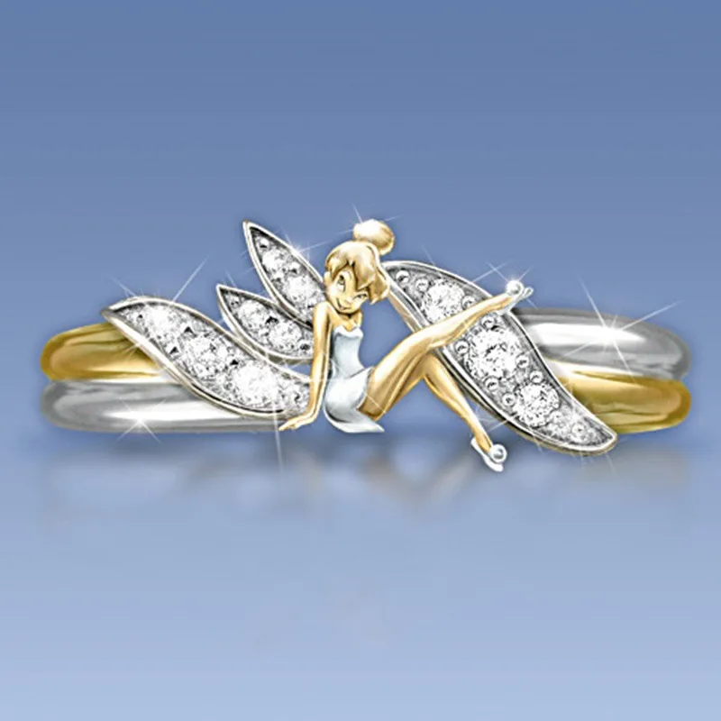 Новое модное кольцо Elf Angel с микро цирконием золотого цвета кольца для женщин