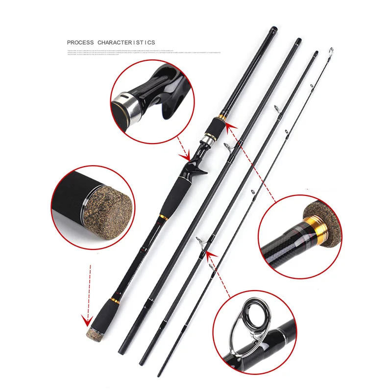 Дорожная рыболовная удочка спиннинг MH твердая Удочка 3/4 из углеродного волокна