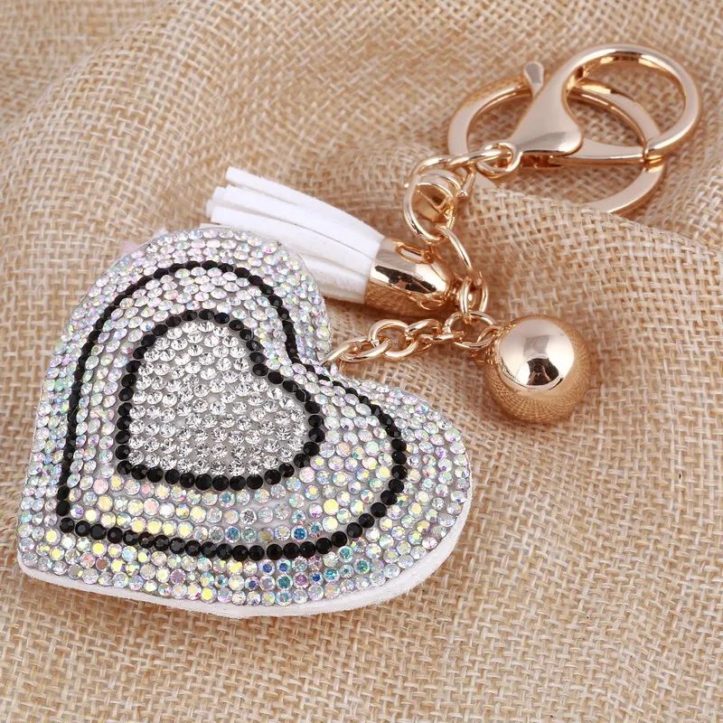 Модные брелки для ключей с кристаллами в форме сердца Подвески женские Ювелирные