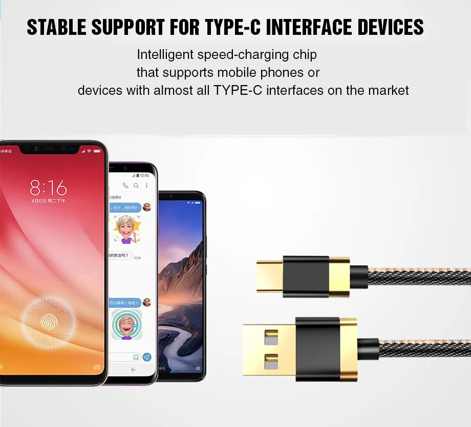Кабель Micro usb type-C, 1 м, 3 А, быстрая зарядка, ковбой, USB, синхронизация данных, мобильный телефон, для huawei, Xiaomi, Android, samsung, шнур для передачи данных