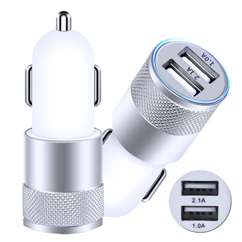 Алюминиевый 2 порта 2.1A универсальное USB Автомобильное зарядное устройство + Type-C