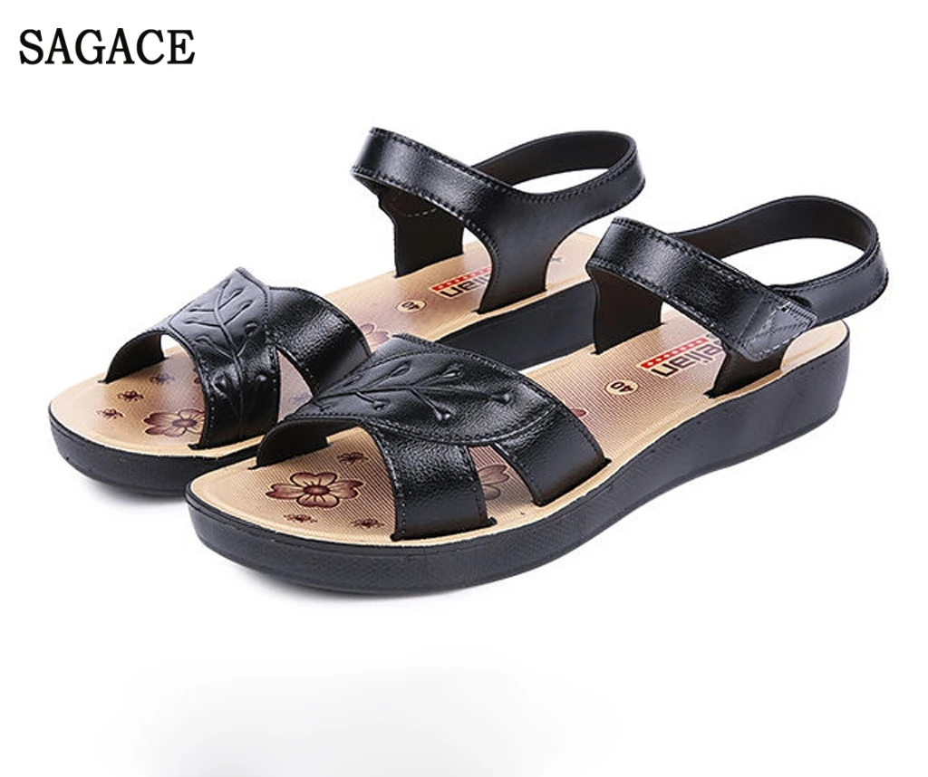 SAGACE/женские летние дышащие сандалии на плоской подошве с рисунком листьев и