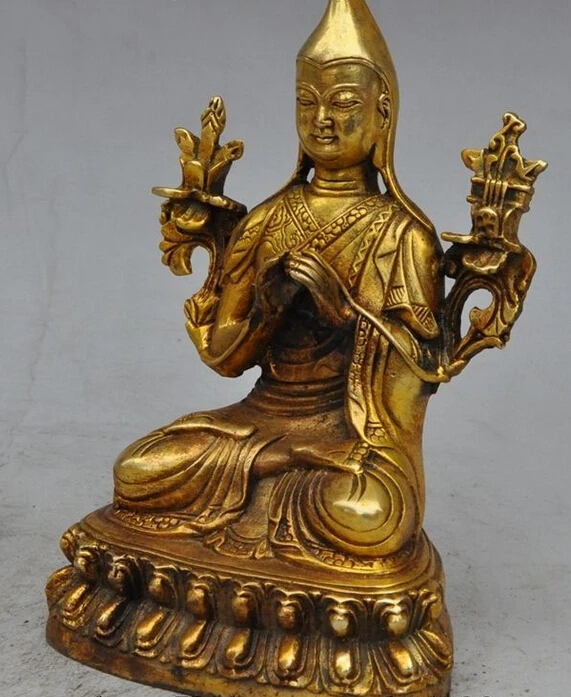 zhan1105++6&quot tibetan buddhism fane joss bronze gilt Zongkapa Tsongkhapa Buddha god statue |