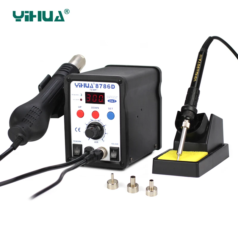 YIHUA 8786D паяльная станция Электрический Утюг пистолет горячего воздуха 2 в 1 SMD BGA