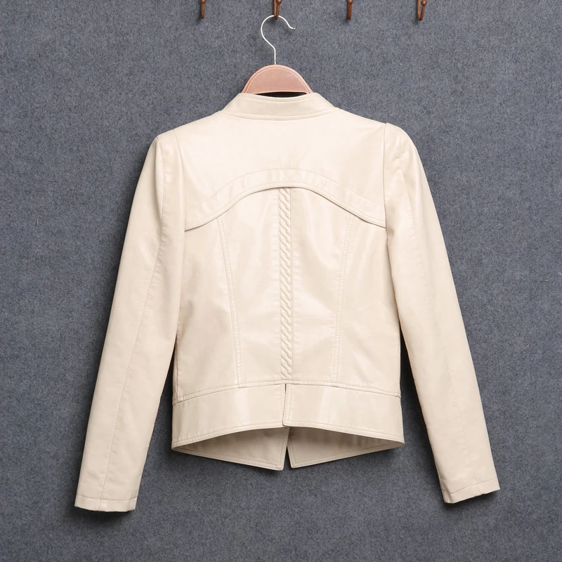 2018 Демисезонный Для женщин кожаная куртка Новые Модные мотоботы на молнии