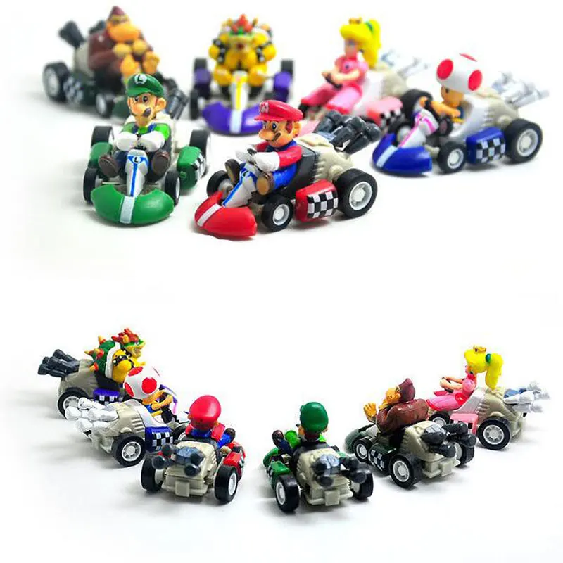 

6pcs/Lot 5cm Karts Pull Back Cars PVC Action Figure Model Toys Dolls