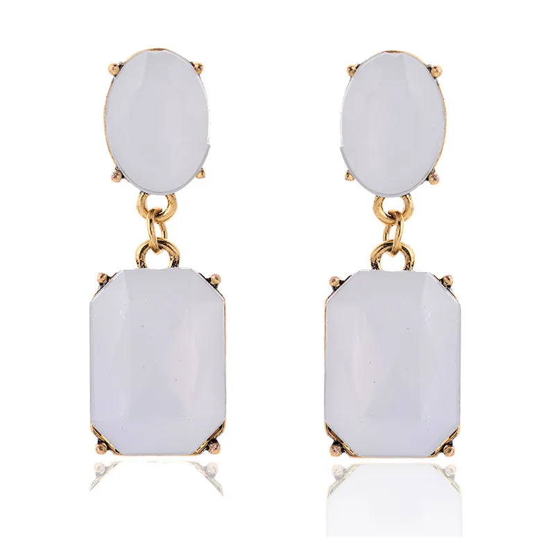 opal white LUBOV, Разноцветные квадратные карамельные Висячие серьги, подвеска, модное ювелирное изделие для женщин, новые модные серьги для рождественской вечеринки, свадьбы - Окраска металла: opal white
