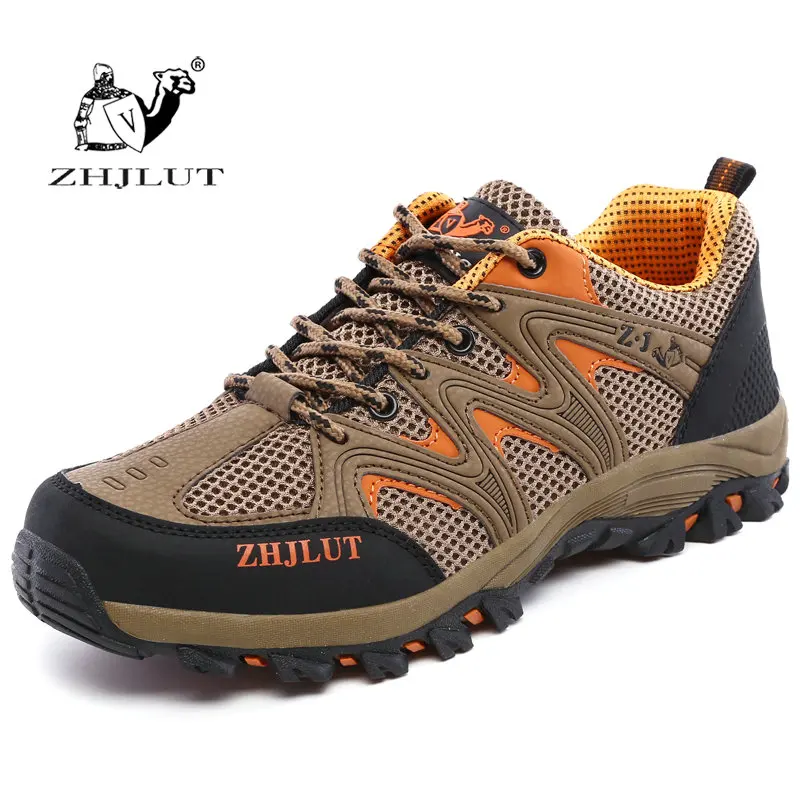 Unisex Brown Orange ZHJLUT новая дышащая походная Мужская обувь уличная Нескользящая износостойкая Высококачественная Мужская обувь для скалолазания обувь для рыбалки - Цвет: Unisex Brown Orange