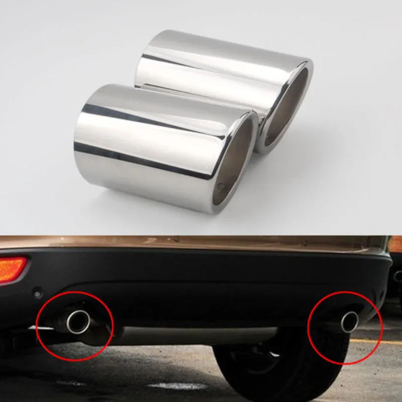

Chrome 2pcs Stainless Steel Exhaust Muffler Tips Cover Car Tail Pipe Fit For Volvo XC60 S60 V60 2011 2012 2013 Car Styling