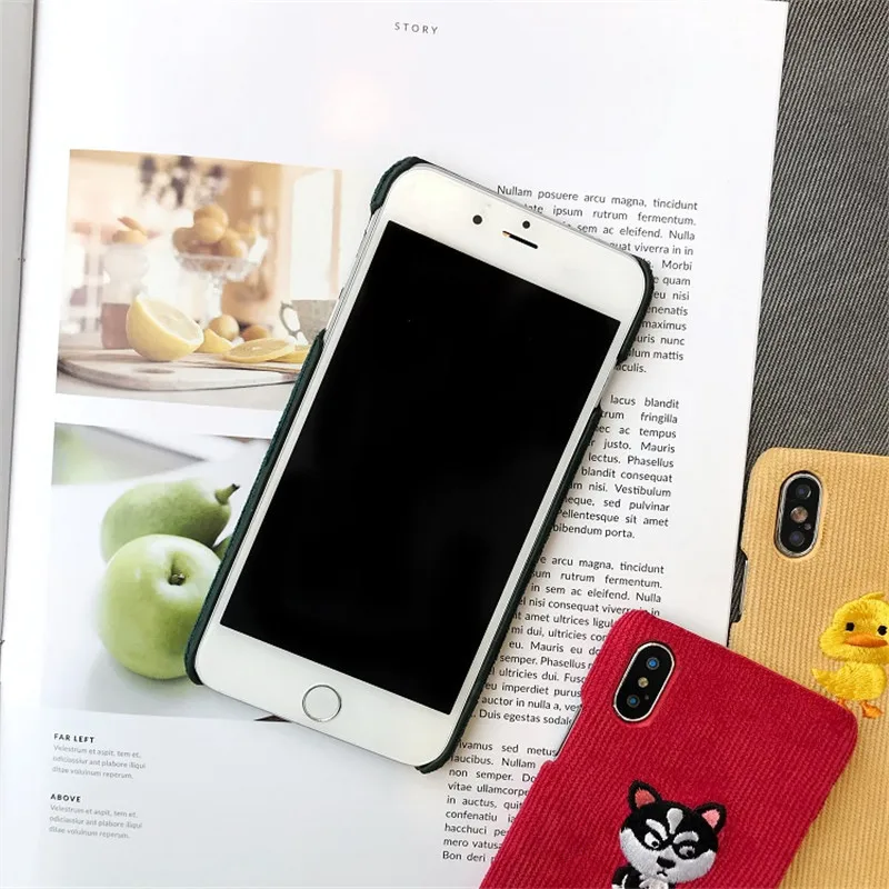 Теплый вельветовый тканевый чехол для телефона iPhone 6 6S 7 8 Plus X чехол 3D милый для разделывания свиньи, утки Хаски Жесткий Чехол для iPhone X XR XS MAX
