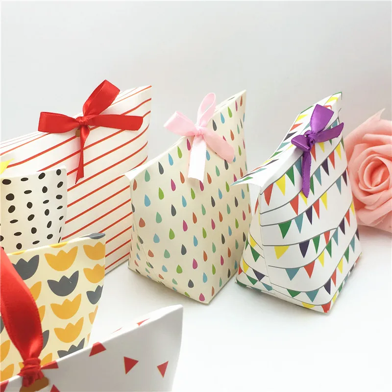 50 шт белые бумажные подарочные пакеты с свободная лента 6*6*10 см Красивые конфеты