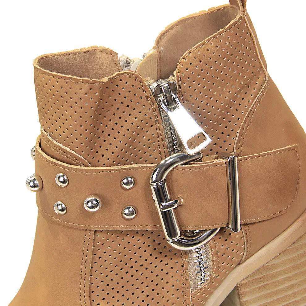 BIGTREE Winter Women Ankle Boots Woman Round Toe Square heel Shoes Female Buckle Rome Metal Rivet Knight Motorcycle Short | Обувь
