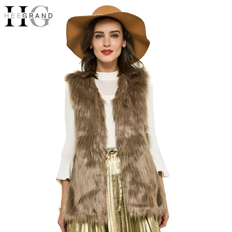 ХИ ГРАНД осень зима 2016 искусственного меха жилет меховой зимняя куртка casacos femininos