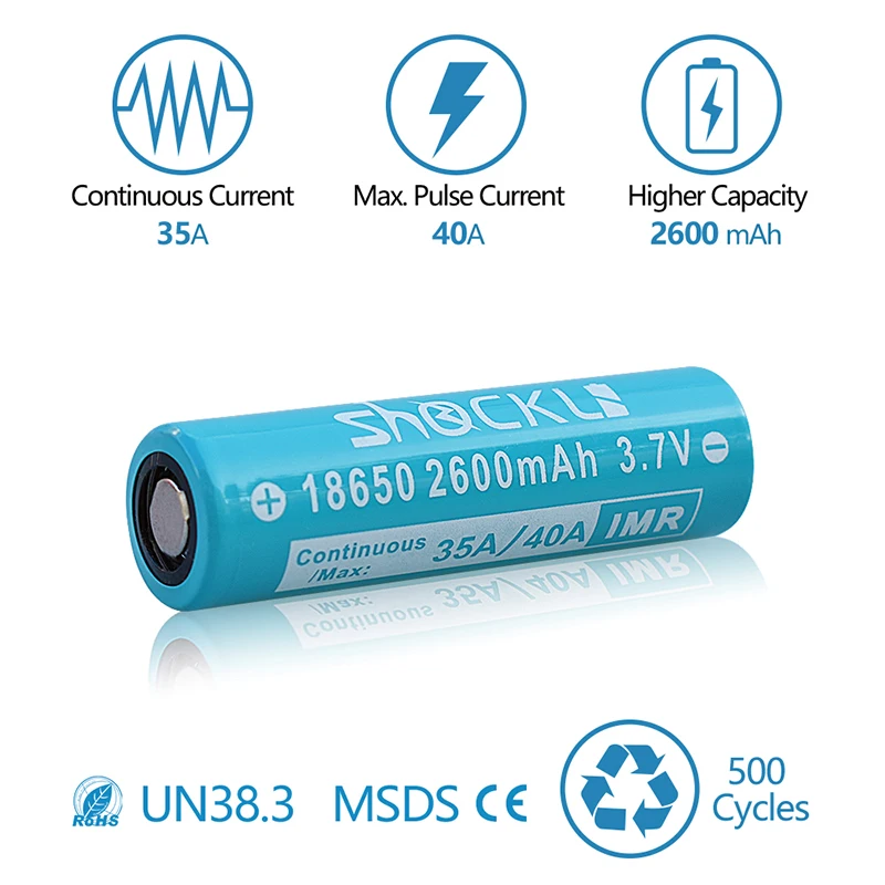 Shockli 18650 2600 mAh 3 7 v литий ионная аккумуляторная батарея высокого стока IMR 35A 40A bateria