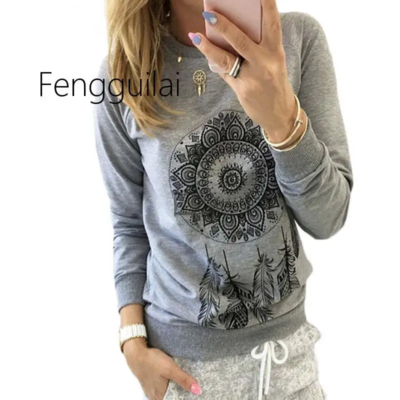 

2019 New Autumn Women Sweatshirt Casual Long Sleeve O Neck Print Pullover Jumper Hoodies Sweatshirts Fashion Tops