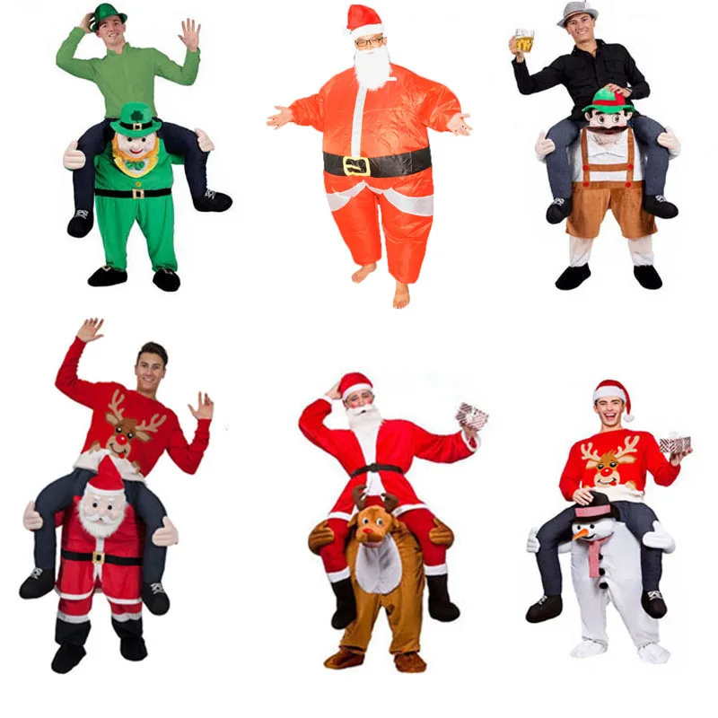 

Adult Santa Claus Inflatable Clothes Snowman Ride On Carry Mascot Back Clothes Halloween Christmas Party Cosplay Costumes